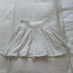 Karlie White Smocked Skater Mini Skirt